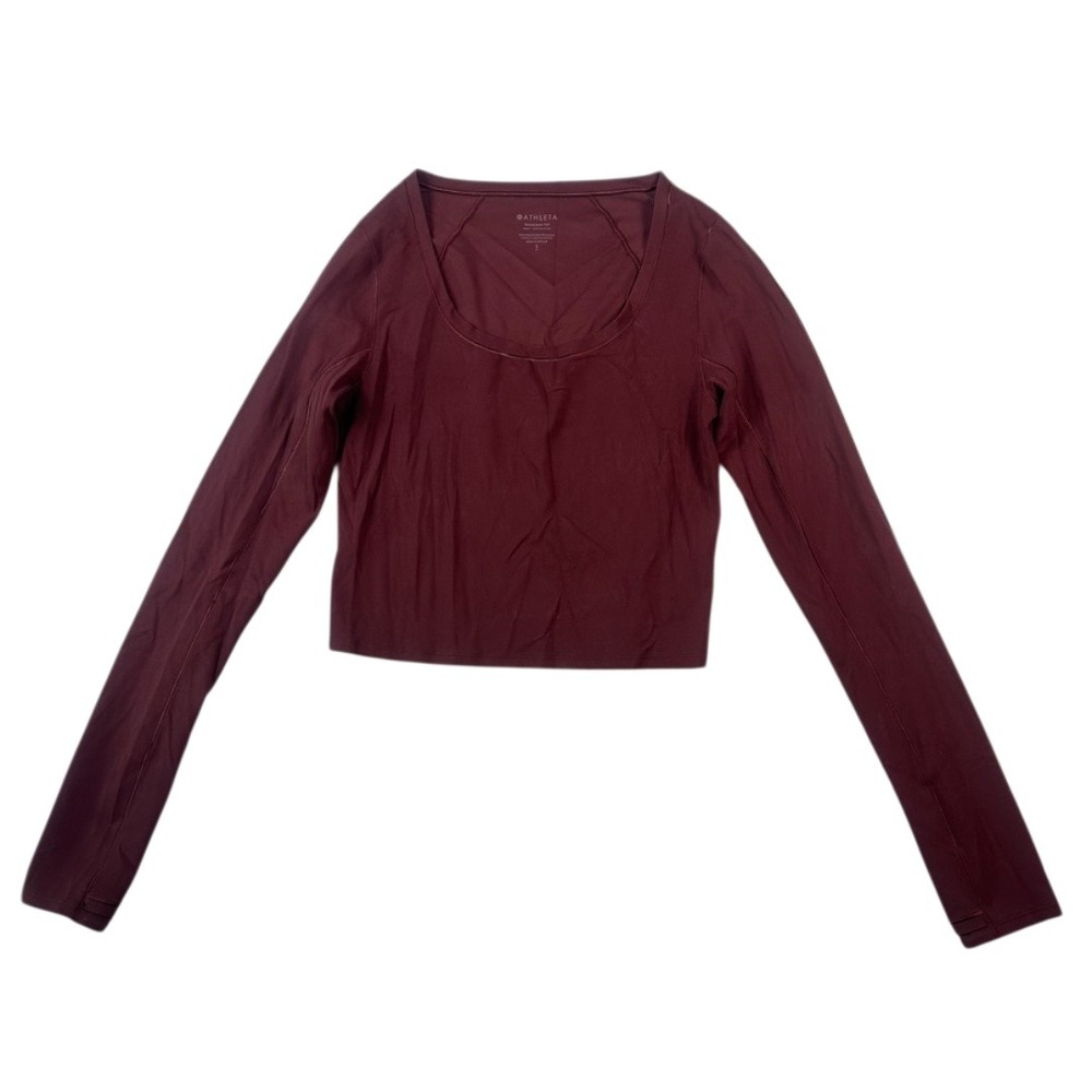 Athleta Transcend Long Sleeve Top Burgundy Small Activewear